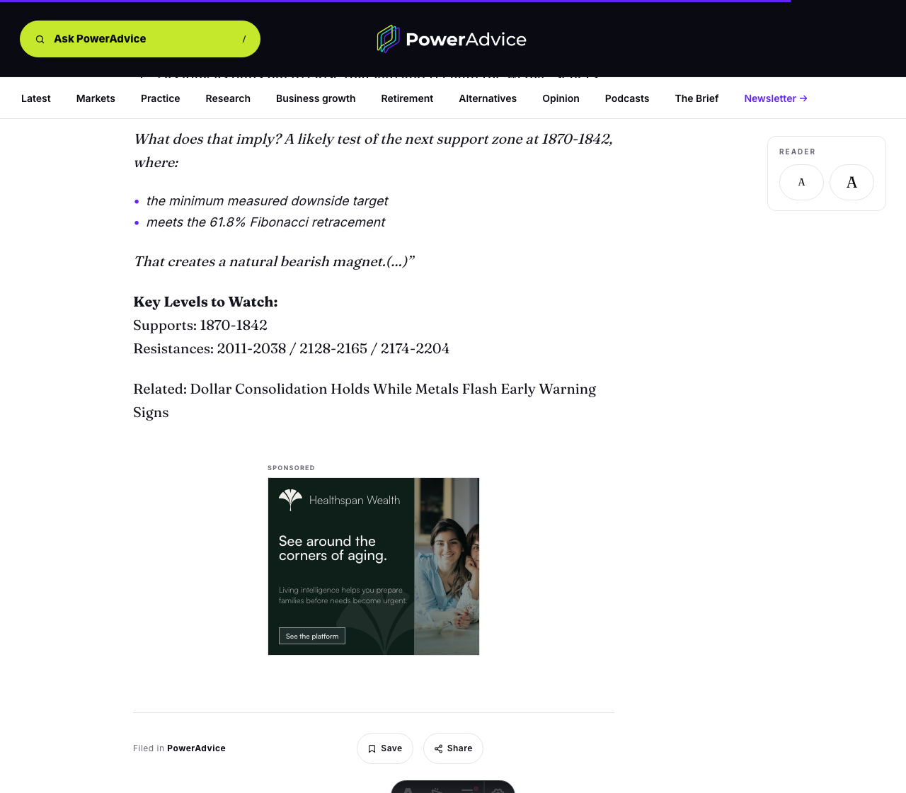 PowerAdvice article sponsor placement screenshot